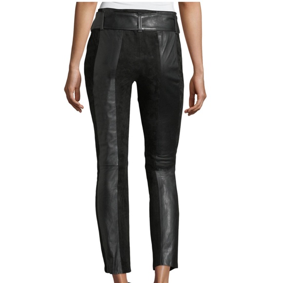 HOST PIC FRAME PANELED SUEDE/LEATHER SKINNY PANTS W/WIDE LEATHER GROMMET BELT 29 - Picture 3 of 9